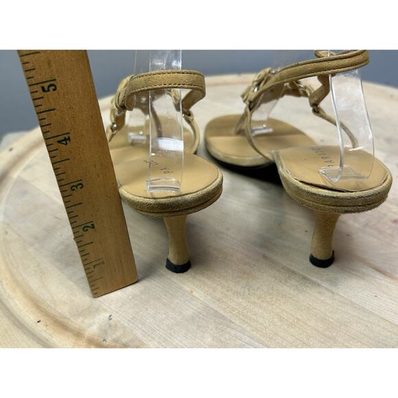 Parade Distressed Gold heels Womens 9 Strappy Buckle Embellished - Picture 3 of 10